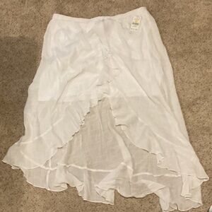 Just Be White High Low Ruffled Skirt